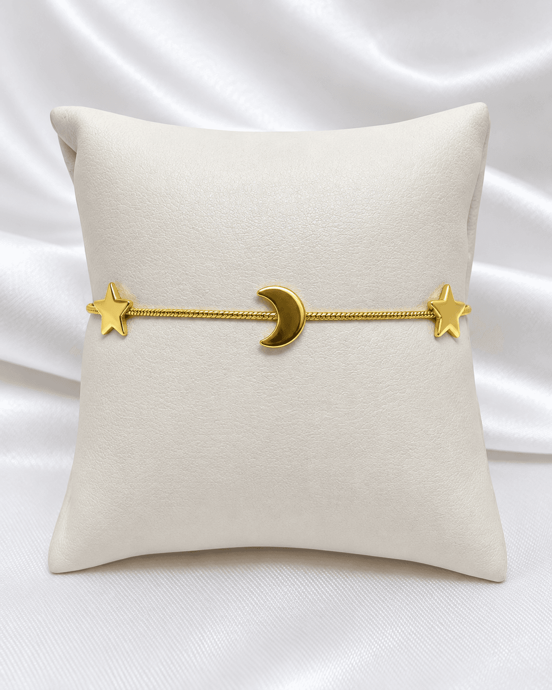 Pulseira lua e estrelas dourada