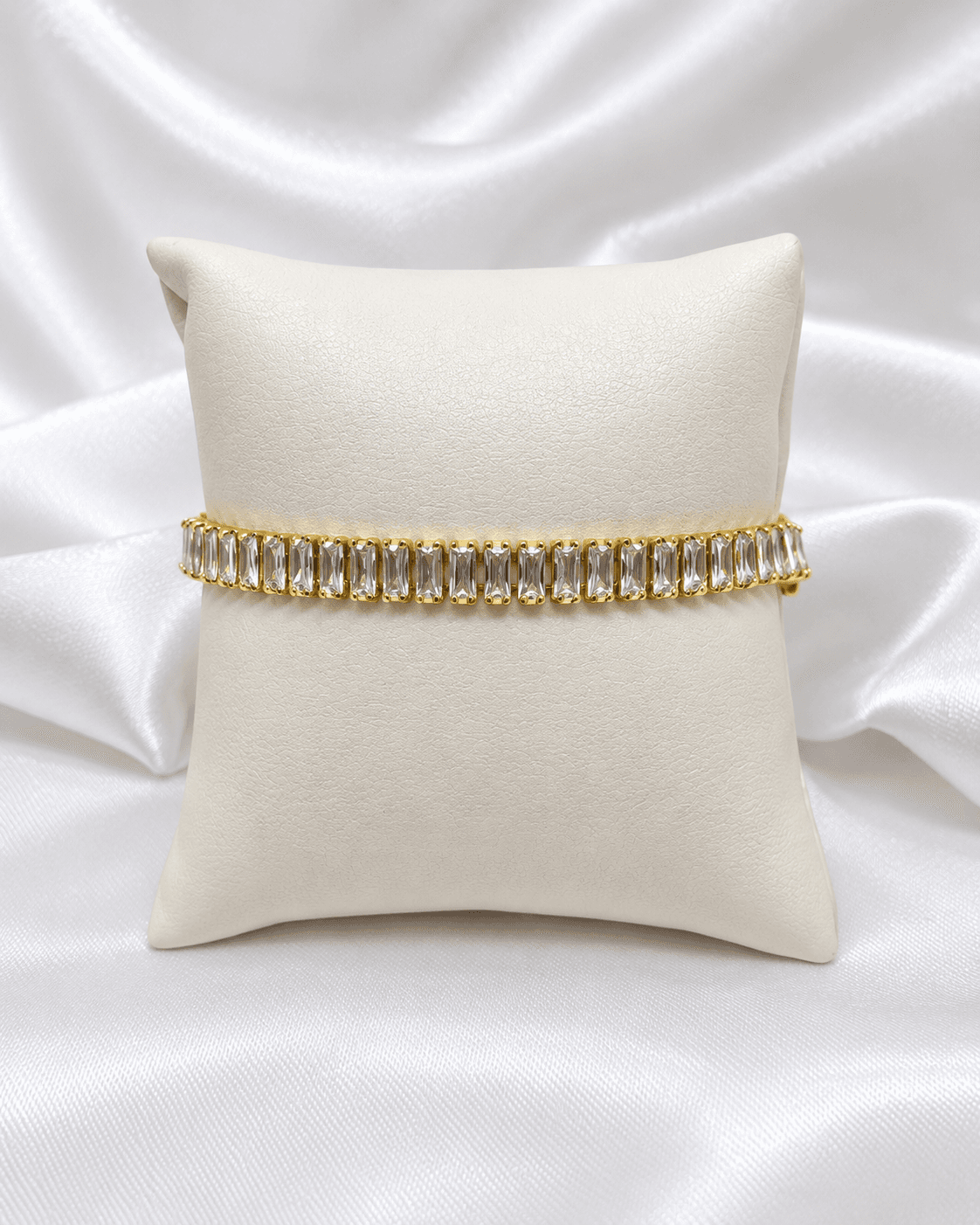 Pulseira com pedras retangulares dourada